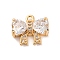 Brass Micro Pave Clear Cubic Zirconia Charms, Nickel Free, Bowknot, Real 18K Gold Plated, 11.5x13.5x3.5mm, Hole: 1.4mm