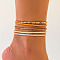 5Pcs Bohemian Style Glass Seed Rondelle Beaded Stretch Anklets for Women, Dark Orange, 9-7/8 inch(250mm)