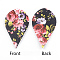 PU Leather Big Pendants, Leaf with Flower Pattern, Colorful, 62x35x2mm, Hole: 1.5mm