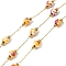 304 Stainless Steel Ball Chains, with Porcelain, Soldered, with Spool, Real 18K Gold Plated, Orange, 2.5x1x0.3mm
