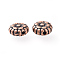Tibetan Style Beads, Zinc Alloy, Lead Free & Nickel Free & Cadmium Free, Flower, Red Copper Color, 7.5mm in diameter, 3.5mm thick, hole: 1mm