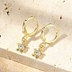Серьги-кольца из латуни с микропаве из прозрачных кубических цирконий черепахового цвета EJEW-D311-008G-4