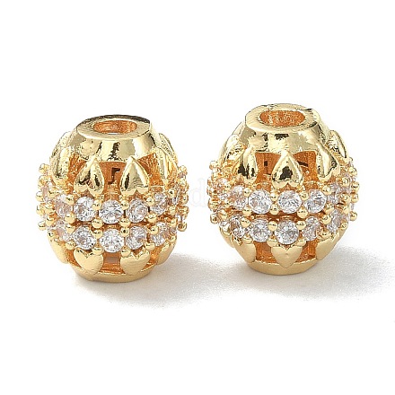 Латунные прозрачные бусины из кубического циркония KK-B072-08G-1