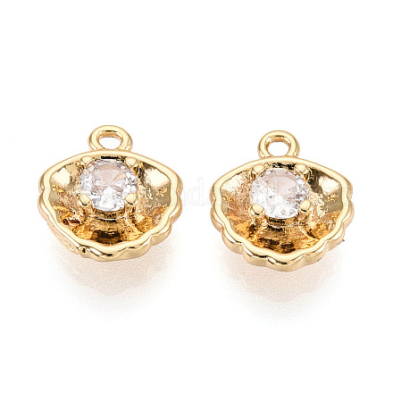 Латунные микропаве прозрачные подвески с фианитом KK-T078-14G-1
