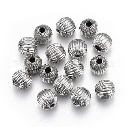 Рифленые бусины из нержавеющей стали марки 304 STAS-P218-24-10mm-1