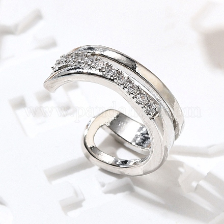 Серьги-каффы из латуни с прозрачным кубическим цирконием EJEW-Q025-04P-1