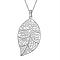 Brass Hollow Leaf Pendants, Silver Color Plated, 61x32mm