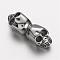 304 Stainless Steel Slide Charms, Skull, Antique Silver, 36x13x11.5mm, Hole: 6mm