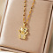 Brass Clear Cubic Zirconia Cute Romantic Cartoon Bear Pendant Necklaces for Holidays, Golden, 15.75 inch(40cm)