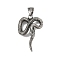 304 Stainless Steel Pendants, Snake Charm, Antique Silver, 37.5x25x12mm, Hole: 8x5mm