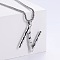 3Pcs 304 Stainless Steel Textured Letter Pendant Box Chain Necklaces, Stainless Steel Color, Letter N