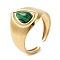 Ion Plating(IP) 304 Stainless Steel Ring, Adjustable Synthetic Malachite Rings, 15mm, Inner Diameter: Adjustable