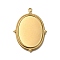 Ion Plating(IP) 304 Stainless Steel Pendant Cabochon Settings, Oval, Real 18K Gold Plated, Tray: 25x18.5mm, 36.5x26.5x2mm, Hole: 1.5mm