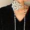 Polka Dot Pattern Fabric Rose Tie Choker Necklaces for Women, Adjustable Jewelry for Birthday Wedding Party, White, 56.69~56.89inch(144~144.5cm), 6mm