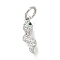 Snake Brass Micro Pave Cubic Zirconia Pendants, with Jump Ring, Long-Lasting Plated, Cadmium Free & Lead Free, Rack Plating, Platinum, 13x4.5x2mm