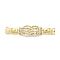 Brass Micro Pave Clear Cubic Zirconia Fold Over Clasps, Cadmium Free & Nickel Free & Lead Free, Real 18K Gold Plated, 42.5mm, Hole: 4mm
