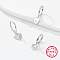 3Pcs 925 Sterling Silver Clear Cubic Zirconia Heart Hoop Earrings, Silver, 10mm