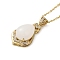 Brass Micro Pave Cubic Zirconia Pendant Necklaces,  Glass Jewelry for Women, 201 Stainless Steel Cable Chain Necklaces, Teardrop, 16.14 inch(41cm), Pendant: 32.5x16.5mm