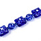 Handmade Lampwork Beads Strands, Square & Round with Flower Pattern, with Seed Beads , Blue, 13~14x13~14x10~10.5mm, Hole: 1.2~1.8mm, about 13pcs/strand, 7.28 inch(18.5cm)