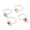 4Pcs 4 Style Natural & Synthetic Mixed Gemstone Round Finger Rings Set, Silver Copper Wire Wrapped Stackable Rings for Women, US Size 8 1/2(18.5mm), 1Pc/style