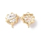 Brass Connector Charms, Cadmium Free & Nickel Free & Lead Free, Flower Links, with Clear Glass, Real 18K Gold Plated, 14x12.5x7mm, Hole: 1mm