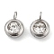 304 Stainless Steel Rhinestone Charms, Birthstone Charms, Flat Round, Stainless Steel Color, Crystal, 9x6x4mm, Hole: 1.8mm
