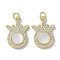 Brass Micro Pave Cubic Zirconia Pendants, Cadmium Free & Lead Free, with Shell, Real 18K Gold Plated, Strawberry, 20.5x14.5x3mm, Hole: 3mm