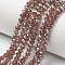 Electroplate Glass Beads Strands, Half Plated, Rainbow Plated, Faceted, Rondelle, Indian Red, 4x3mm, Hole: 0.4mm, about 123~127pcs/strand, 16.5~16.9 inch(42~43cm)