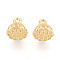 Brass Charms, Long-Lasting Plated, Nickel Free, Real 18K Gold Plated, Lotus, 8.5x8x8mm, Hole: 1.2mm