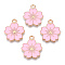 Alloy Enamel Pendants, Sakura Flower, Light Gold, Pearl Pink, 20.5x17.5x1.5mm, Hole: 2mm