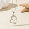 Alloy Crystal Rhinestone Pendant Necklaces, Platinum, Heart, 17.72 inch(45cm)