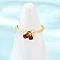 925 Sterling Silver Micro Pave Cubic Zirconia Cuff Rings for Women, Cherry, Golden, 7.5mm, Inner Diameter: Adjustable