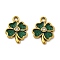 304 Stainless Steel Rhinestone Pendants, with Enamel, Ion Plating(IP), Clover Charm, Real 18K Gold Plated, 18.5x13.5x2.5mm, Hole: 1.8mm