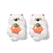 Cartoon White Cat Resin Decoden Cabochons, Cute kitten,Tangerine, 27.5x18.5x11.5mm