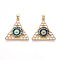 Brass Micro Pave Clear Cubic Zirconia Pendants for Women, Triangle with Eye, with Resin, Real 18K Gold Plated, Colorful, 26.5~27x27.5x7mm, Hole: 3.5x5mm