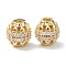 Brass Clear Cubic Zirconia Beads, Cadmium Free & Nickel Free & Lead Free, Barrel, Real 18K Gold Plated, 10x9.5mm, Hole: 3mm