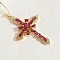 Cross Brass Micro Pave Cubic Zirconia Pendant Necklaces, Golden, Medium Violet Red, 17.72 inch(45cm)