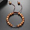 Ethnic Style Round Wood Men's Braided Bead Bracelets, Adjustable Arrow Synthetic Non-magnetic Hematite Bracelets, Platinum Plated