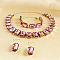 Alloy & Glass Rectangle Link Chain Necklaces & Bracelet & Dangle Earrings Sets, Golden, Pearl Pink, 475mm