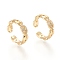 Adjustable Brass Micro Pave Clear Cubic Zirconia Cuff Rings, Open Rings, Coffee Bean Chain Shape, Real 18K Gold Plated, Size 7, Inner Diameter: 17mm