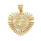 Brass Micro Pave Cubic Zirconia Pendants, Cadmium Free & Lead Free, Religion, Heart, Real 18K Gold Plated, 22x21.5x2.5mm, Hole: 4.5x3.5mm