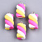 Handmade Polymer Clay Charms, with Platinum Tone Iron Findings, Marshmallow, Colorful, 17~19x9~10x9~10mm, Hole: 2mm