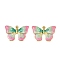 304 Stainless Steel Enamel Pendants, Ion Plating(IP), Butterfly Charms, Real 18K Gold Plated, Pearl Pink, 20x30x2.5mm, Hole: 1.4mm