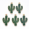 Alloy Enamel Pendants, Cactus, Light Gold, Dark Green, 25.5x15x1.5mm, Hole: 1.8mm