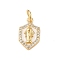 Brass Micro Pave Clear Cubic Zirconia Pendants, Cadmium Free & Nickel Free & Lead Free, with Enamel and Jump Ring, Real 18K Gold Plated, Rhombus, 14x8x2mm, Hole: 3mm