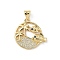 Brass Micro Pave Cubic Zirconia Pendants, Cadmium Free & Lead Free, Real 16K Gold Plated, Fish, 21x18x3mm, Hole: 5x3.5mm