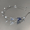 Alloy Hair Bands, Butterfly, with Glass Hair Accessories for Women Girls, Blue, 130mm