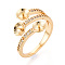 Brass Micro Pave Cubic Zirconia Cup Peg Ring Settings, Adjustable Ring Settings for Half Drilled Beads, Cadmium Free & Nickel Free & Lead Free, Real 18K Gold Plated, 15.5mm, US Size 7 1/4(17.5mm), Pin: 0.9~1mm