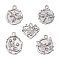 5Pcs 5 Styles Alloy Crystal Rhinestone Flat Round Pendants, Butterfly & Dragonfly & Bee, Antique Silver, 14~19.5x14~16x3~3.5mm, Hole: 1.5~1.6mm, 1Pc/style