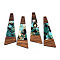 Transparent Resin & Walnut Wood Big Pendants, with Gold Foil, Trapezoid Charms, Turquoise, 57.5x19.5x3mm, Hole: 2mm